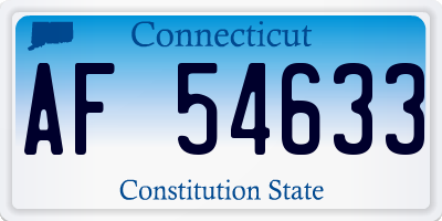 CT license plate AF54633