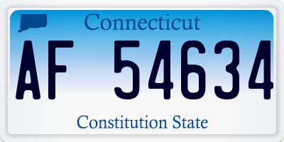 CT license plate AF54634