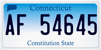 CT license plate AF54645