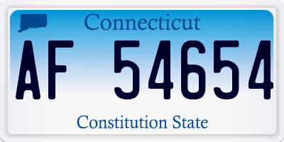 CT license plate AF54654