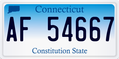 CT license plate AF54667