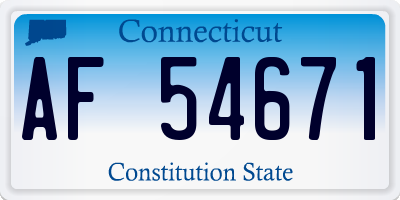 CT license plate AF54671