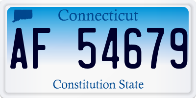 CT license plate AF54679