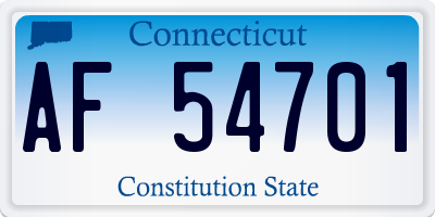 CT license plate AF54701
