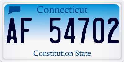 CT license plate AF54702