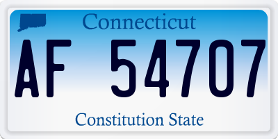 CT license plate AF54707