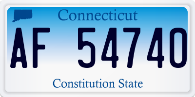 CT license plate AF54740