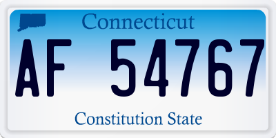 CT license plate AF54767