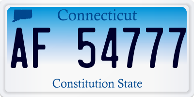 CT license plate AF54777