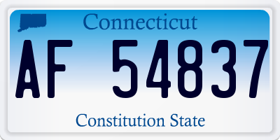 CT license plate AF54837