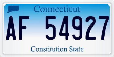 CT license plate AF54927