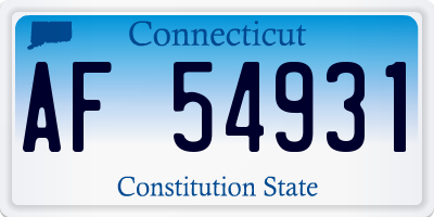 CT license plate AF54931