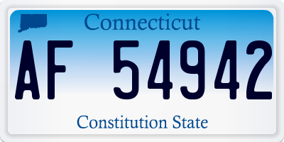 CT license plate AF54942
