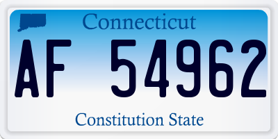 CT license plate AF54962