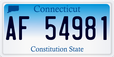 CT license plate AF54981