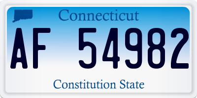 CT license plate AF54982