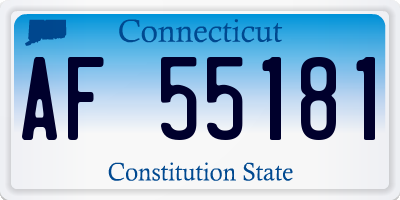 CT license plate AF55181