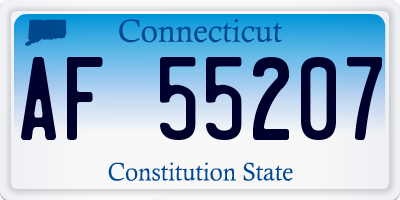 CT license plate AF55207