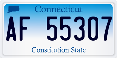 CT license plate AF55307