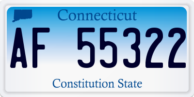 CT license plate AF55322