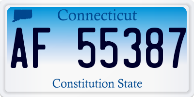 CT license plate AF55387