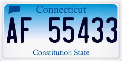 CT license plate AF55433