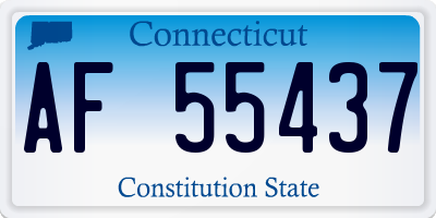 CT license plate AF55437
