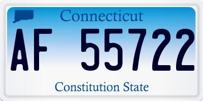 CT license plate AF55722
