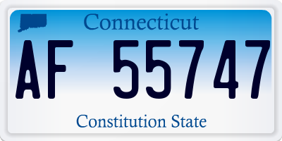 CT license plate AF55747