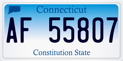 CT license plate AF55807