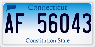 CT license plate AF56043