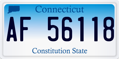 CT license plate AF56118