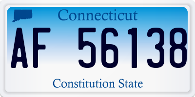 CT license plate AF56138