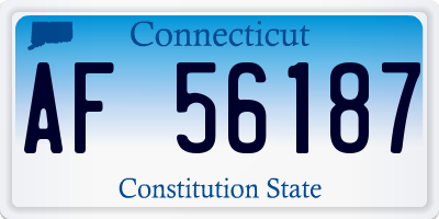 CT license plate AF56187