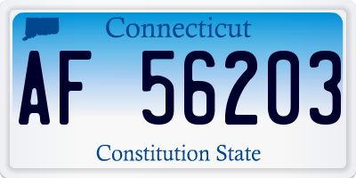CT license plate AF56203