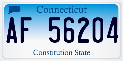 CT license plate AF56204