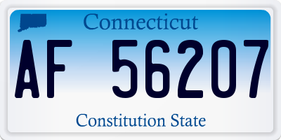 CT license plate AF56207