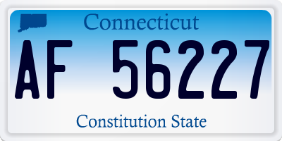CT license plate AF56227