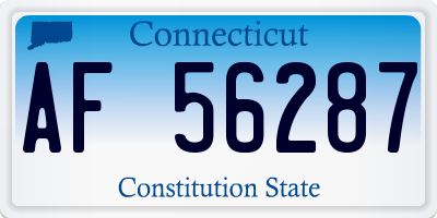 CT license plate AF56287