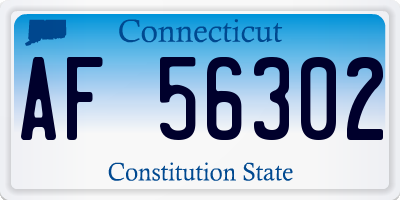 CT license plate AF56302