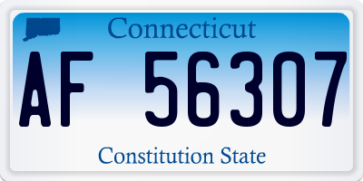 CT license plate AF56307
