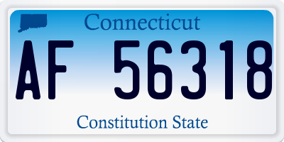 CT license plate AF56318