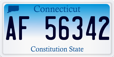 CT license plate AF56342