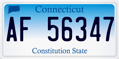 CT license plate AF56347