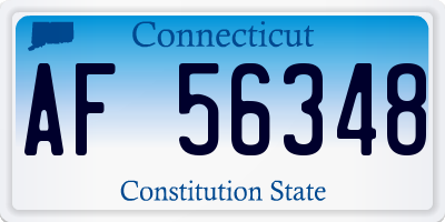 CT license plate AF56348