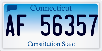 CT license plate AF56357