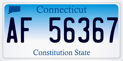 CT license plate AF56367