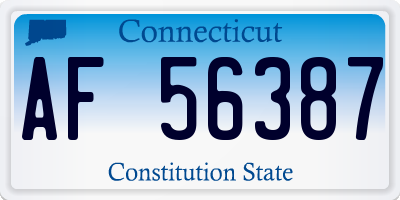CT license plate AF56387