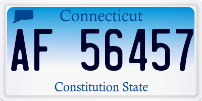 CT license plate AF56457
