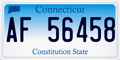 CT license plate AF56458